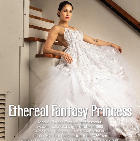 SAMPLE GOWN - "KERIANN" White Organza Lace Sequin Wedding Ballgown Set - Picture 2 of 7